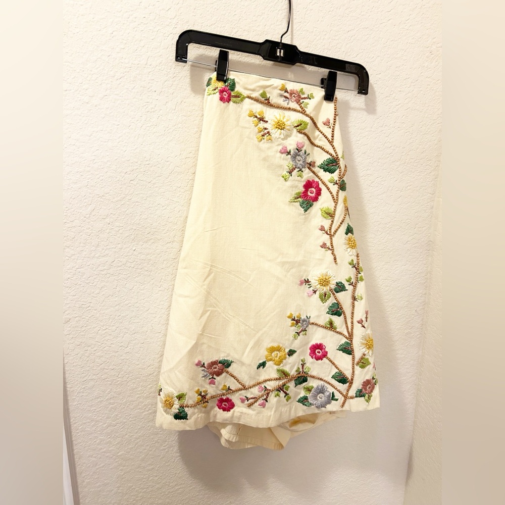 NWT Free People Havana Nights Beaded Floral Linen Mini Dress - Picture 2 of 7